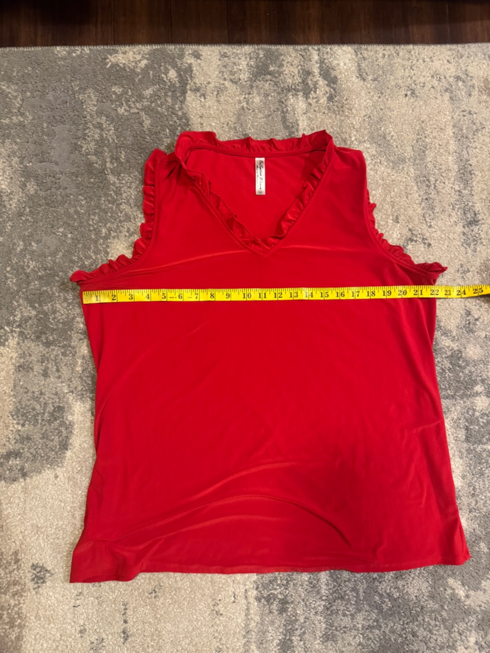 Perseption Red Ruffle Trim Top - Picture 5 of 6